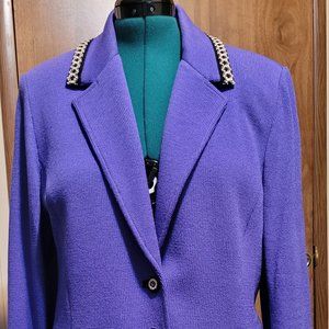 St. John By Marie Gray Collection Periwinkle Blue Santana Knit Size 14 Blazer